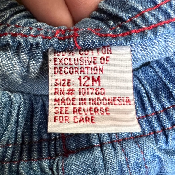 2/$20 Vintage 12M KT Kids Red Gingham tanktop Denim pants two-piece matching set - Picture 12 of 13